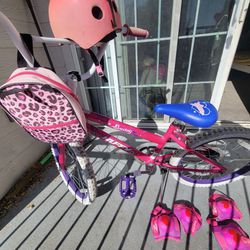 20inch Girls Bike Pink With Bag, Helmet And Knee Pads 