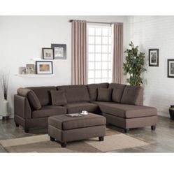 Gorgeous Chocolate Colored 3 Piece Sectional Set