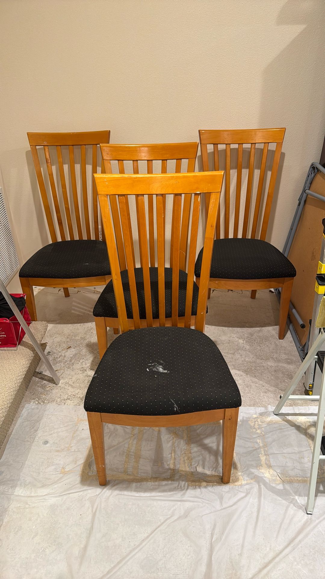 Free Wood Dining Chairs . Set Of 4 . Need New Seat Covers. Table was Sold.