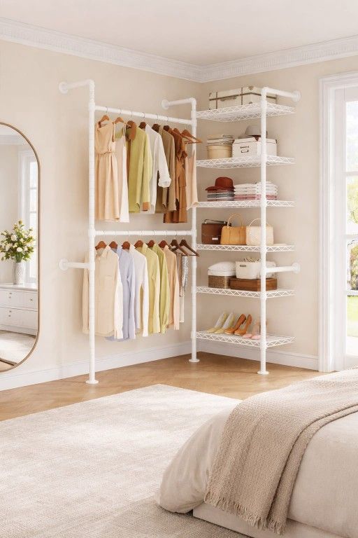 Wall Mounted Closet System, Industrial Pipe Clothing Rack Clothes Racks ...