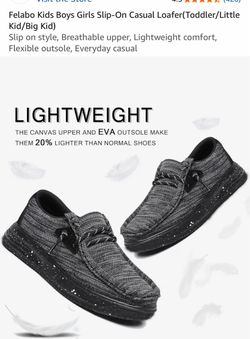 Sport Knit Black Loafers For Big Kid Size 5 Slip On Shoes Breathable Light Weigh