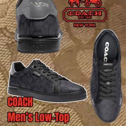 Coach low-top coated canvas leather sneakers black, Size 12 