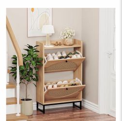 Rattan shoe storage