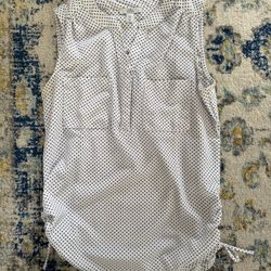 Croft & Barrow White and Black Polkadot XS Blouse