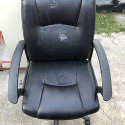 Office Leather Chair Black Adjustable 