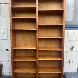 Tall Vintage Solid Wood Bookshelf – Adjustable Shelves, Solid Pine