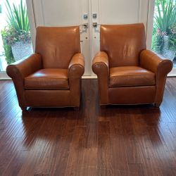 Club Chairs 2 Leather Saddle Color Ethan Allen  