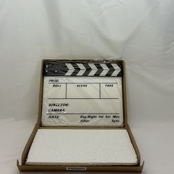 Professional Black & White Acrylic Clapper Board Slate - New