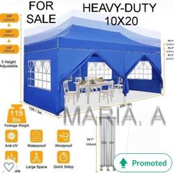 10x20 Pop Up Canopy with 6 Sidewalls and Windows, Ez Up Outdoor Instant Canopy Tent for Parties, Adjustable Waterproof Canopy with 6 Sand Bags, 8 Stak