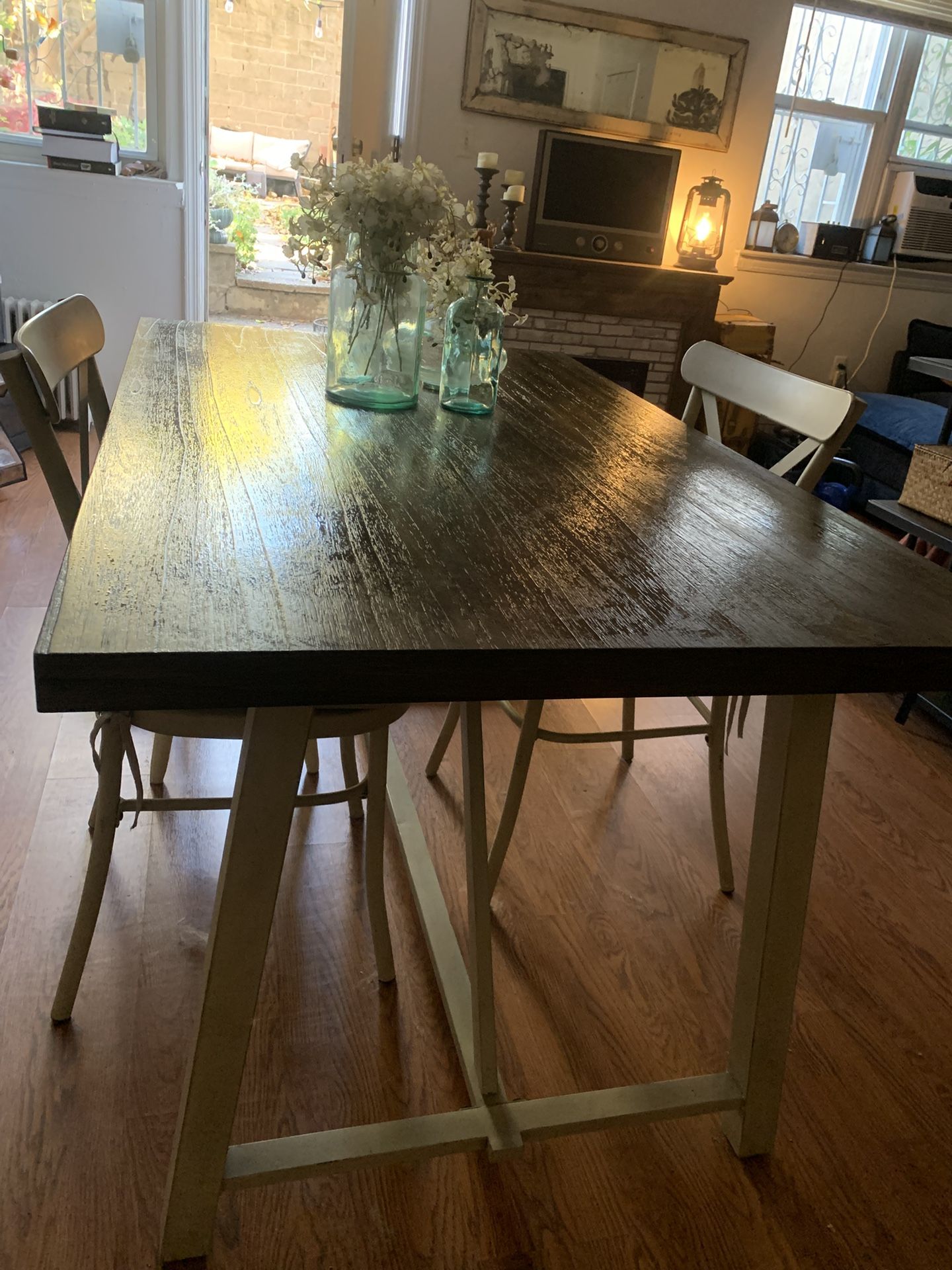 Better homes And Gardens Collin Metal And wood Table And Two Dining Chairs