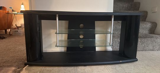 Black TV Console with Glass Shelves – $30 OBO