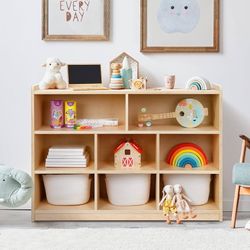 Toy Organizers and Storage for Kids, 35.4" H, Montessori Shelf 8-Section Wooden Storage Cabinet for Kids Room, Playroom, Classroom, Daycare and Presch