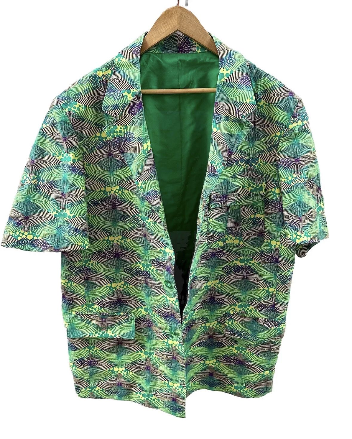 Rare Shacket Retro Oversized Size XL Men’s Bright Green Purple Button Front SL