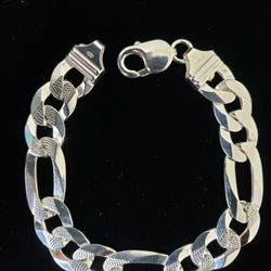Sterling Silver Figaro Design Bracelet 