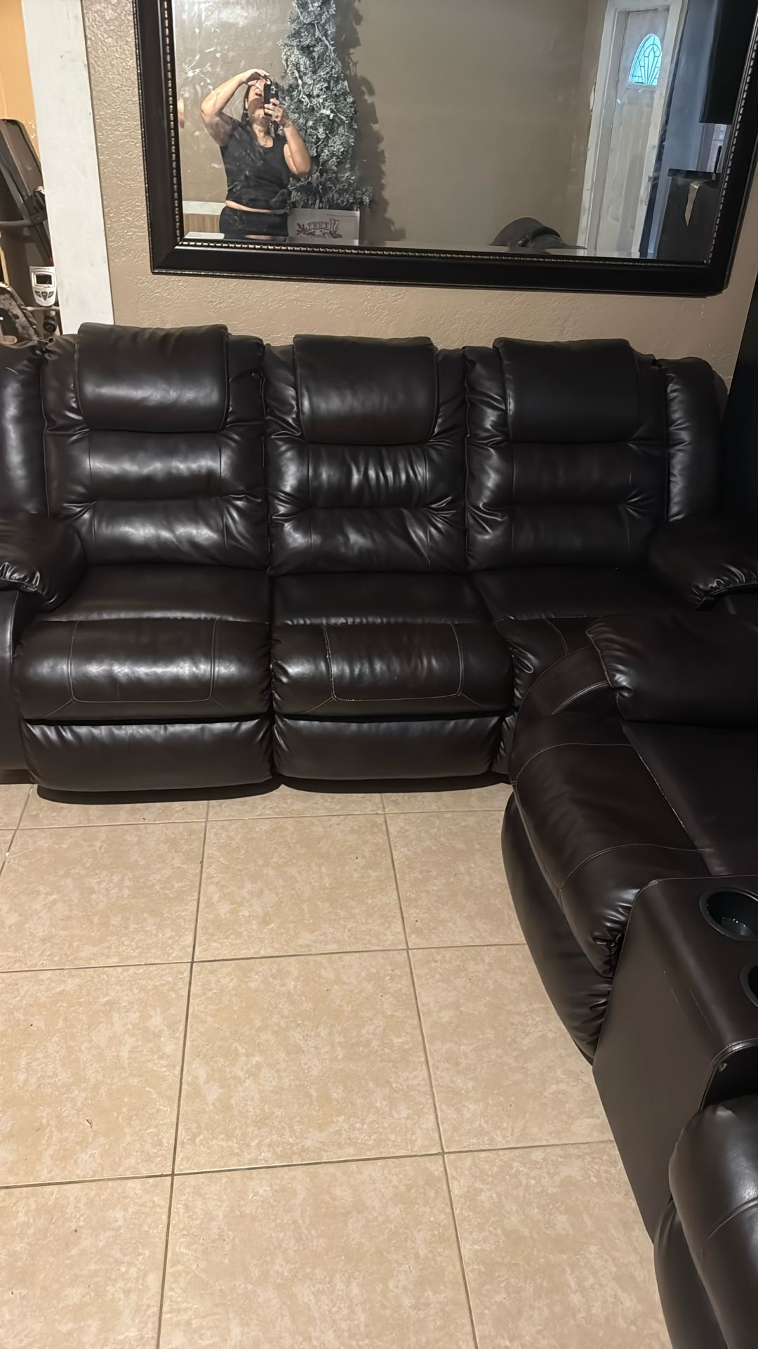 Loveseat and long sofa recliner