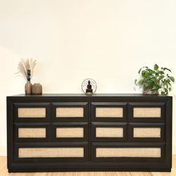 Solid Wood Black Boho Thomasville Dresser 
