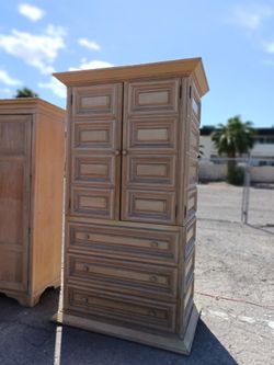 Tall Wood Armoire Dresser with Drawers