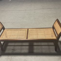 Crate And Barrel Rattan Bench