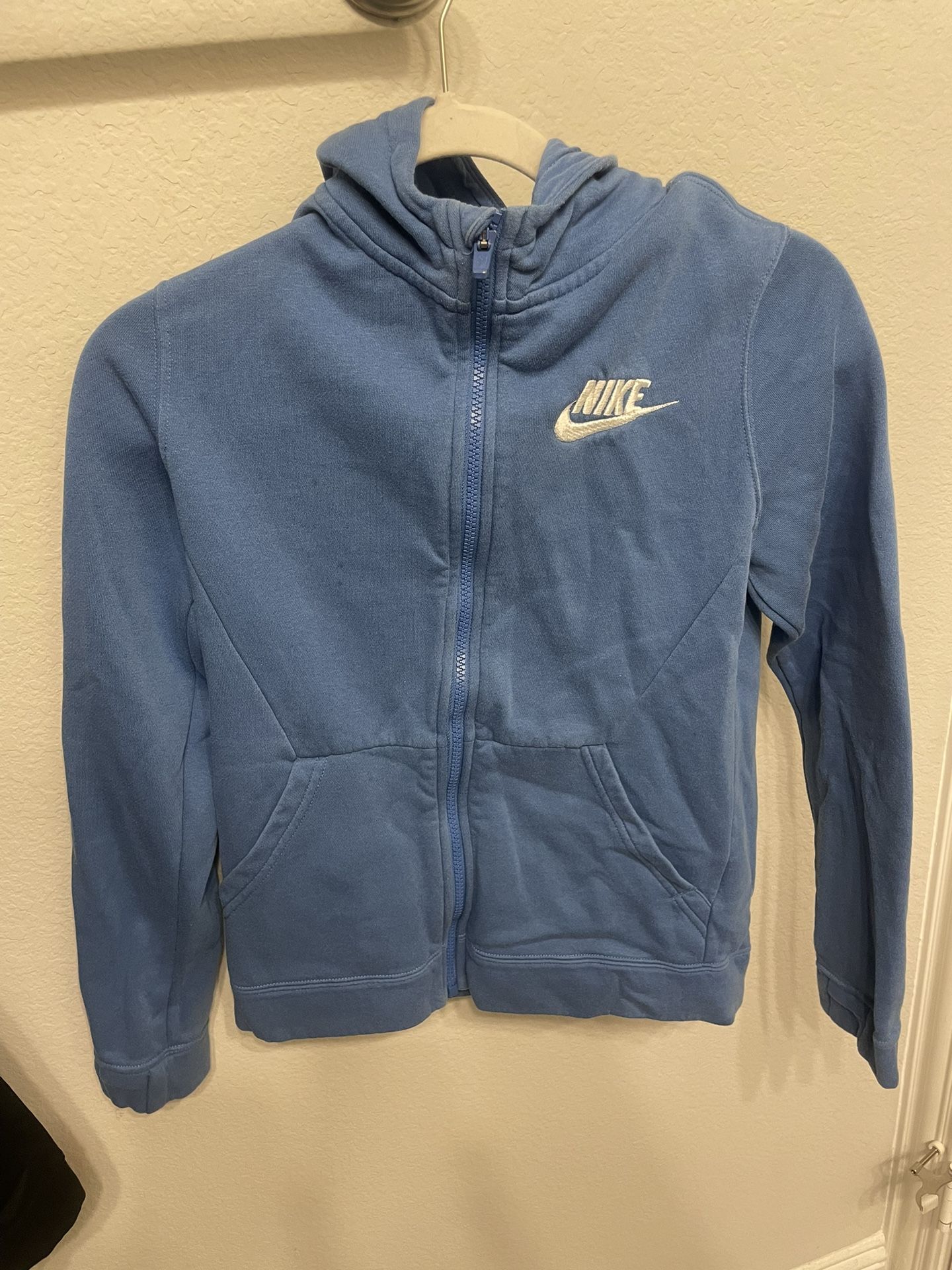 Nike Blue Logo Full Zip Hoodie Youth Large
