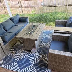 Patio set with fireplace