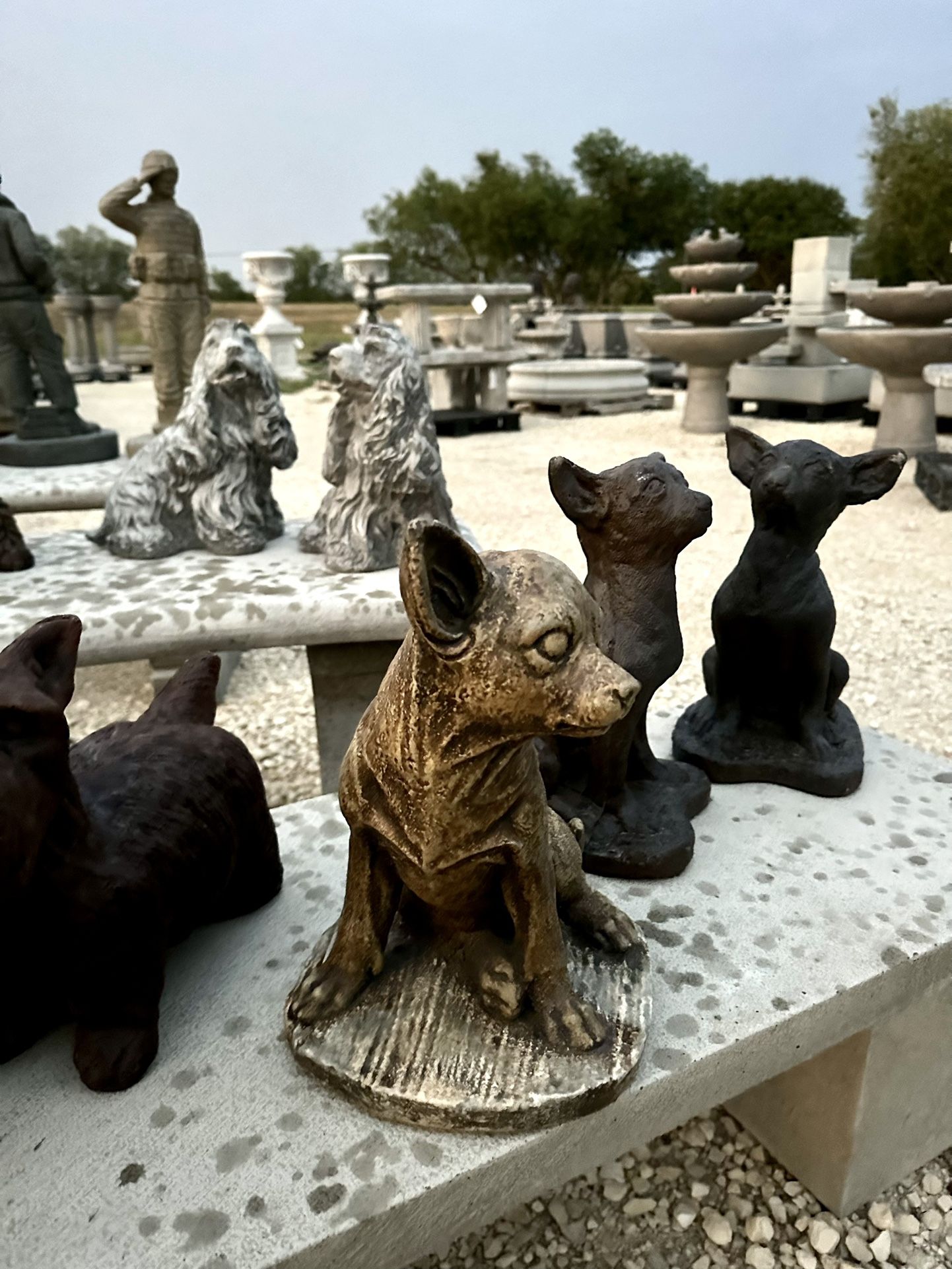 Dogs Lions Cats Horses Cows Chickens Frogs 🐸 Fish Turtle Statues Concrete 