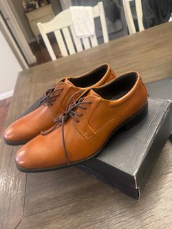 Men Alfani Tan Leather Oxford Dress Shoes