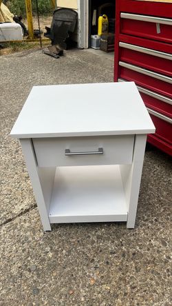 (Two) 40White Nightstand with Drawer and Shelf