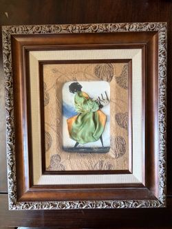 Original 2004 3D Mixed Media Fabric Art African Woman Framed Signed Shadowbox