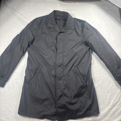 Ermenegildo Zegna Men XL/54 Trench Coat Nylon Jacket Long Rain Overcoat Gray EUC