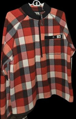 The North Face Men's Gordon Lyons Red Black Plaid 1/4 Zip Pullover Lumberjack