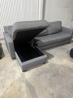 West Elm Sleeper Sectional Sofa Couch - Storage Chaise Lounge - Cleaned  & Comfy - Delivery 