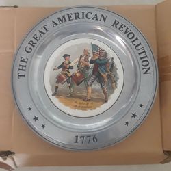 Collectible pewter bicentennial plate "The Great American Revolution 1776"