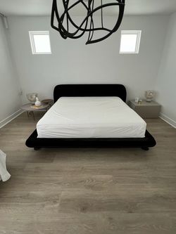CB2 Black Velvet King Bed Frame - Excellent Condition