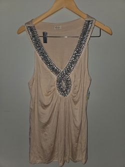 Sleeveless Gem Carrie Allen Blouse Cream Color Size Xl New Without Tags No Tags