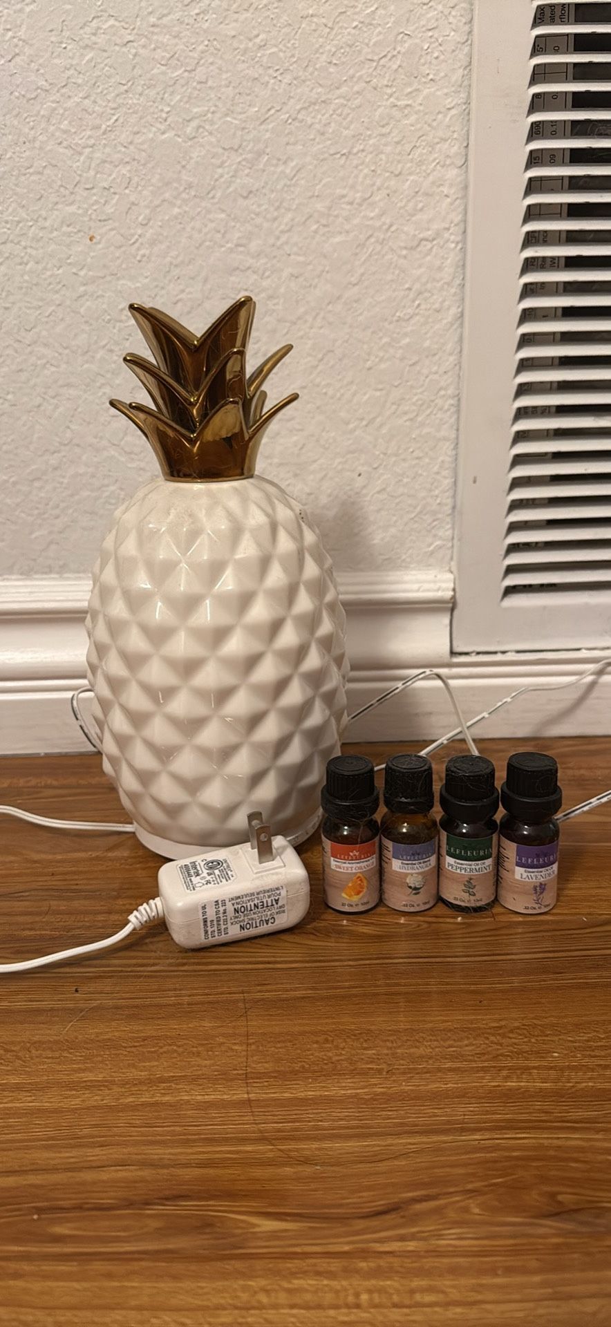 White and Gold ceramic Pineapple Like Essential Oil Diffuser