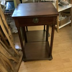 Oak Barrel Twist Side Table 
