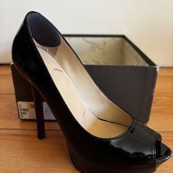 Black Open Toe Platform Heel