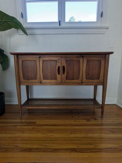 Mid Century Modern Walnut Console Table with storage
