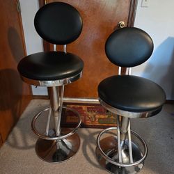 Chrome and leather bar stools