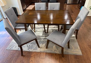 Furniture of America Kice 7-Piece Dining Set | Table + 6 Upholstered Chairs