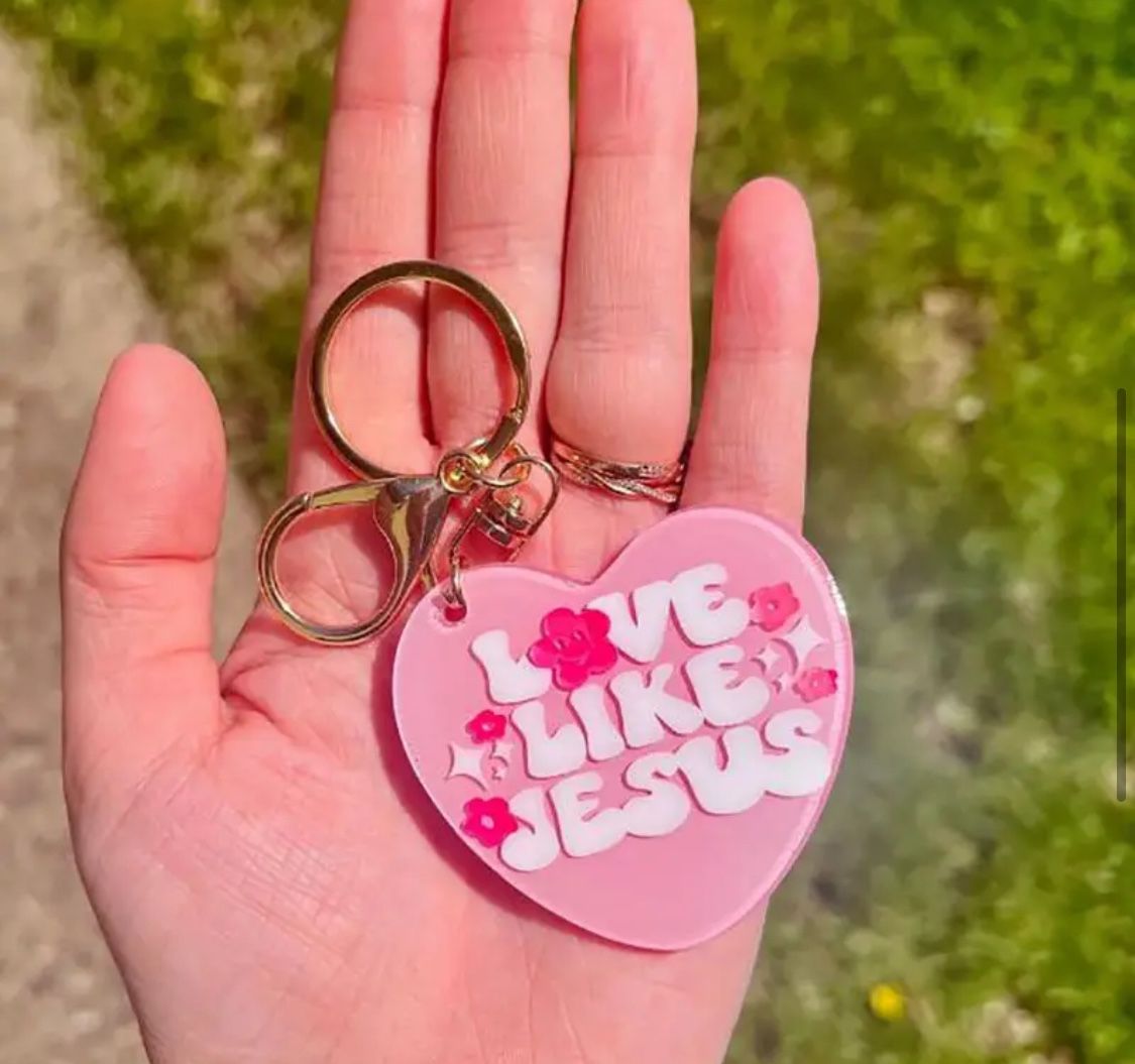 Brand New Love Like Jesus Heart Keychain 