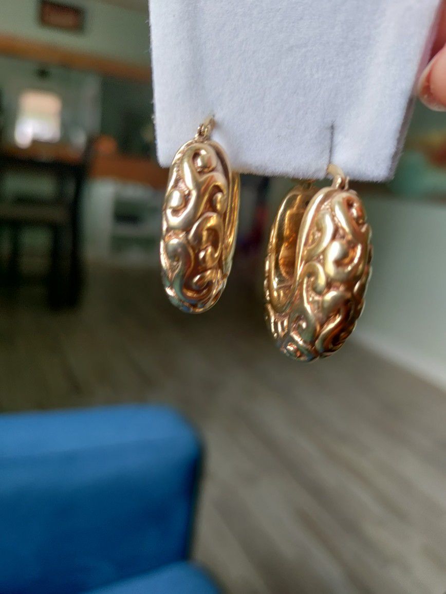 14Kt Gold Plated Silver Hoop Earrings 