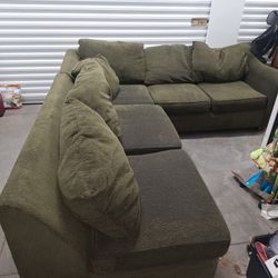 Dark Green Corduroyish Sectional