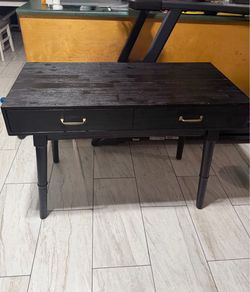 Black Wood Desk with Two Drawers