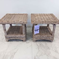 Boho Natural Rattan Wicker End Tables BRAND NEW