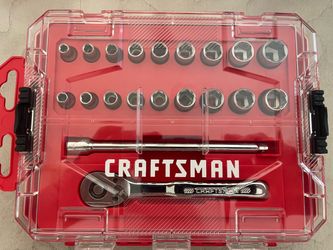 Craftsman 1/4 in drive metric and sae 6 point socket and ratchet set 20 pc