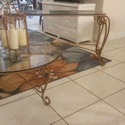 Wrough Iron Console & Coffee Table Seti0
