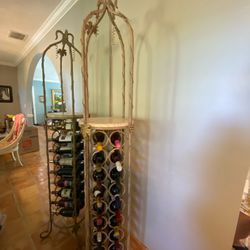Rod Iron Wine Rack With Marble Plate