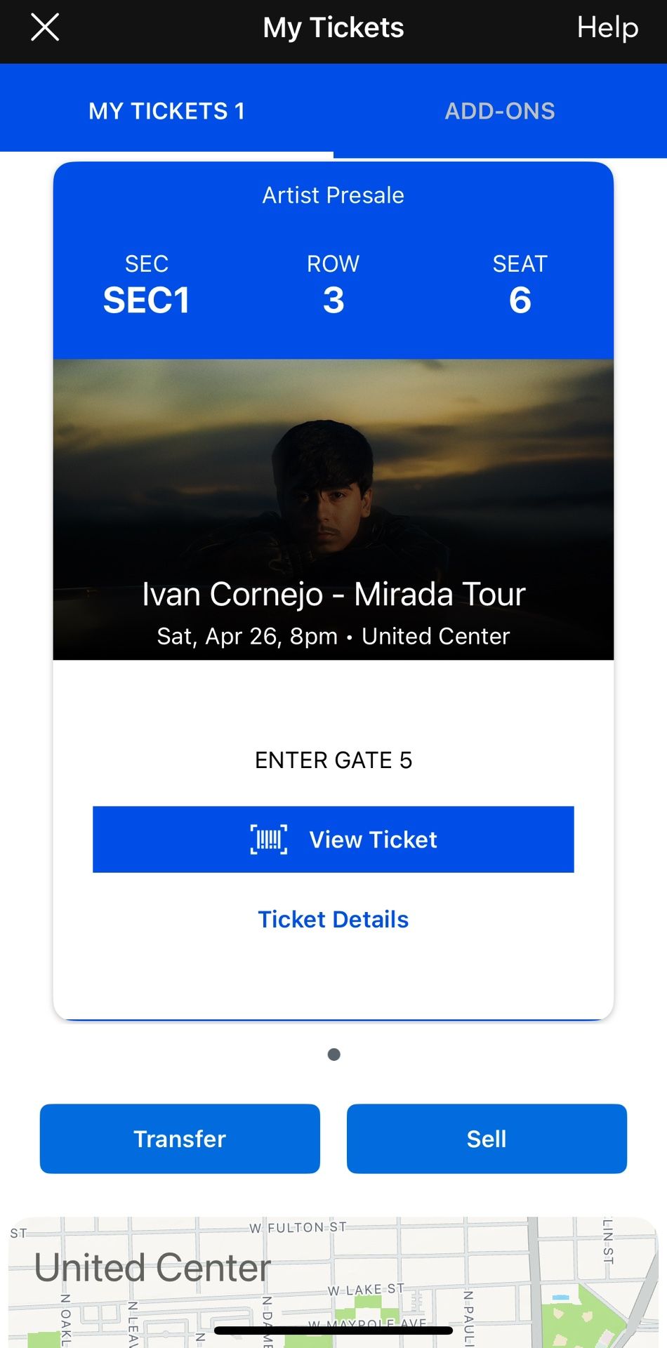Iván Cornejo Ticket For 4-26-25 Chicago