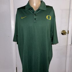 Nike Dri-fit Oregon Ducks Polo Goft Shirt Men Green Short Sleeve NCAA Sz L
